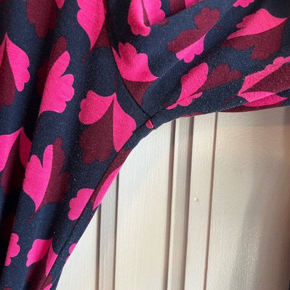 Boden Midi Floral Wrap Dress Long Sleeve Navy Maroon Pink Size 10L - Picture 9 of 9